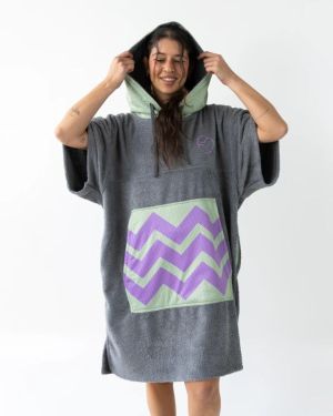 Unisex Lilac Waves Gray Poncho