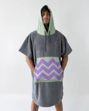 Unisex Lilac Waves Gray Poncho